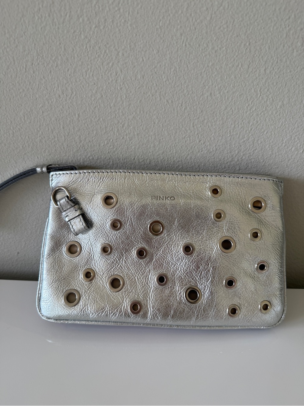 Pinko Silver Grommet Leather bag